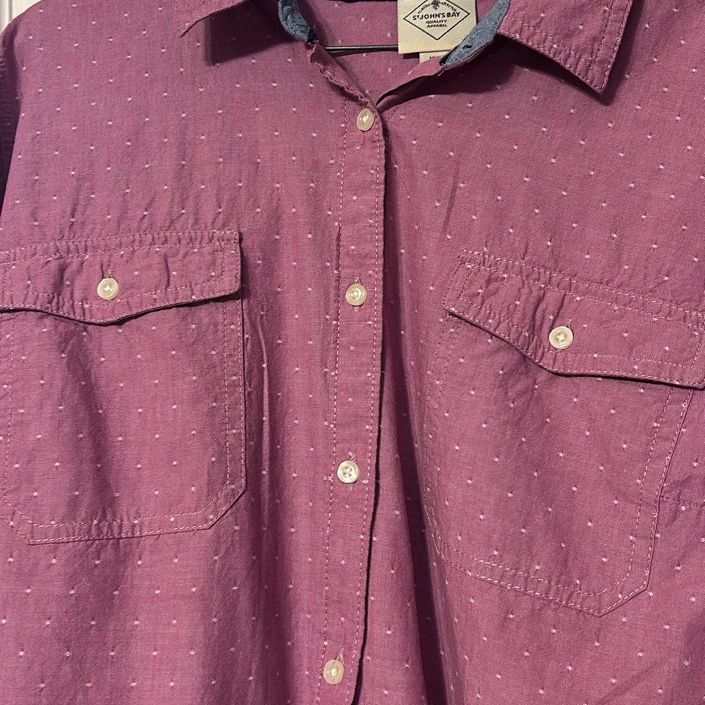 St. John's Bay lilac button bone Shirt with Dot Pattern size xxl - Picture 3 of 6